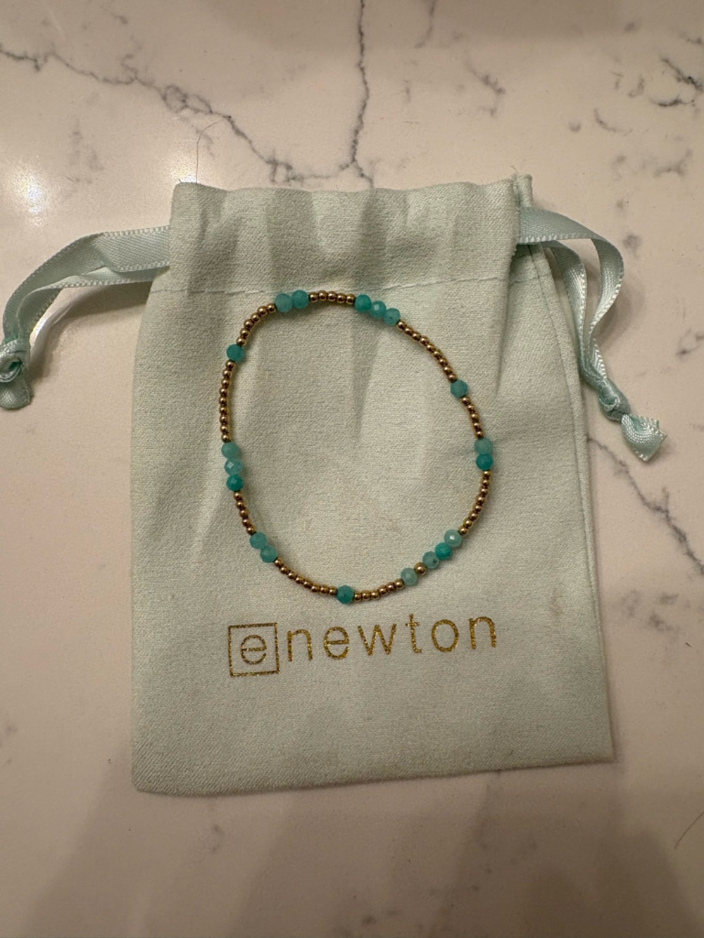 E. Newton Turquoise & Gold Beaded Bracelet